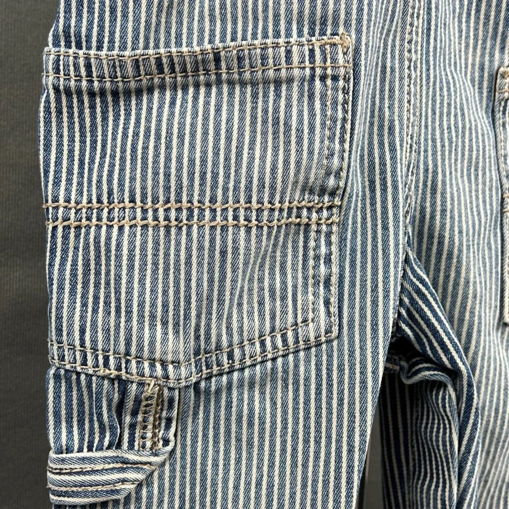 OshKosh Bgosh Kids 12M Blue Hickory Stripe Denim Bib Overalls Vestbak 117415